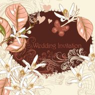 Wedding invitation with lemon flowers in pastel pink