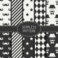 Set of hipster fashion geometri seamless pattern with mustache Background