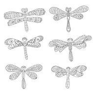 Dragonflies abstract silhouettes on white background