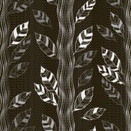 Seamless pattern with abstract trees Hand-drawn floral monochrome background N2