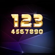 Vector Golden Shiny Alphabet Digits
