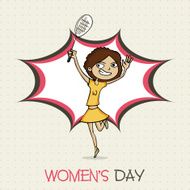 Young girl cartoon for International Women&#039;s Day celebration