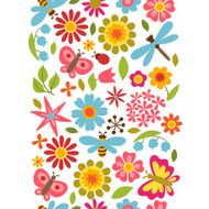Natural pattern with beautiful flowers beetles and butterflies N4