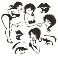 vector collection of pinup girls and faces