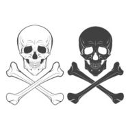 Skull and bones hand drawn vector illustration