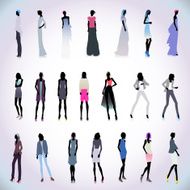 Set of high fashion women colored