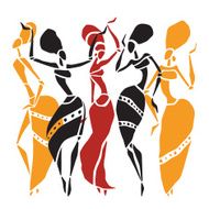 African dancers silhouette set N8