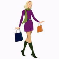 Girl With Shopping Bags N9