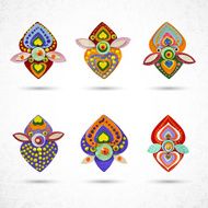 Flower orchid Vector eps 10 Set of front face bloom N4
