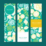 Vector emerald flowerals vertical banners set pattern background