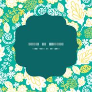 Vector emerald flowerals circle frame seamless pattern background