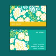 Vector emerald flowerals horizontal stripe frame pattern business cards set