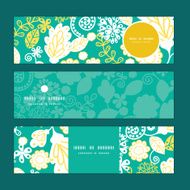 Vector emerald flowerals horizontal banners set pattern background