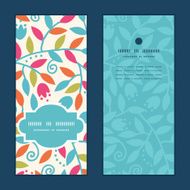 Vector colorful branches vertical frame pattern invitation greeting cards set N3