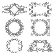 Vector set of floral linear frames