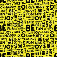 yellow and black seamless pattern with words