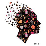 Beautiful fashion women with floral abstract elements N2