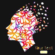 Beautiful fashion women with floral abstract elements N3