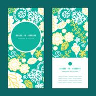 Vector emerald flowerals vertical round frame pattern invitation greeting cards N2