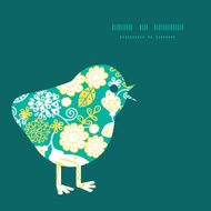 Vector emerald flowerals chicken silhouette Easter frame N2