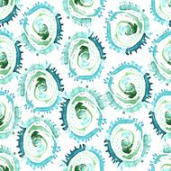Vector abstract watercolor swirls seamless pattern Blue circles tile background