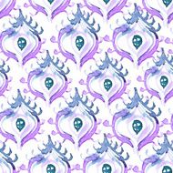 Vector abstract watercolor peacock seamless pattern