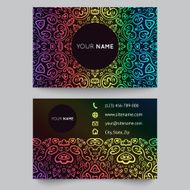 Business card template bright elegant pattern on black background