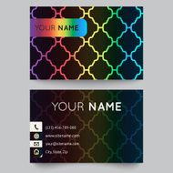 Business card template bright elegant pattern on black background N2