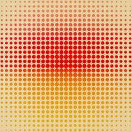 Halftone of red and orange dots on a yellow background