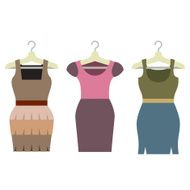Set Of Women Clothes With Hangers