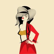 glamor girl in red dress