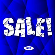 Sale Cut Paper Poster on Blue Background