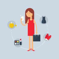 Shopping female character flat style