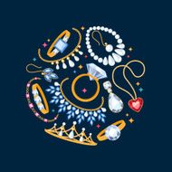 Jewelry items dark background Center composition