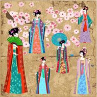 Oriental girl in retro costume