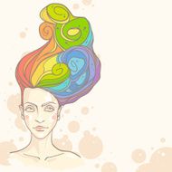 Women head with rainbow hair