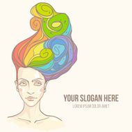Women head with rainbow hair N2