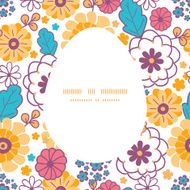 Vector colorful oriental flowers Easter egg sillhouette frame card template N2