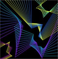 abstract bright geometric broken lines set isolated on dark background