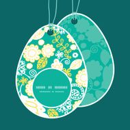 Vector emerald flowerals Easter egg shaped tags set template
