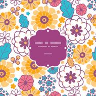Vector colorful oriental flowers frame seamless pattern background