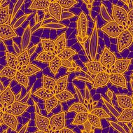 Orange Lilly Lace Seamless Pattern