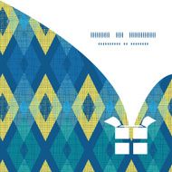 Vector colorful fabric ikat diamond Christmas gift box silhouette pattern