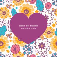 Vector colorful oriental flowers heart silhouette pattern frame N2