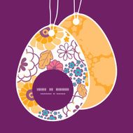 Vector colorful oriental flowers Easter egg shaped tags set template