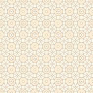 Linear seamless pattern with circle and flowers