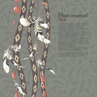 Ethnic feathers and beads vector background N5