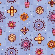 blue seamless background with flowers and abstract elements N2