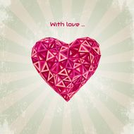 Happy Valentines Day card with low poly heart N2
