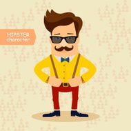 Hipster cartoon character Vintage fashion style vector illustration